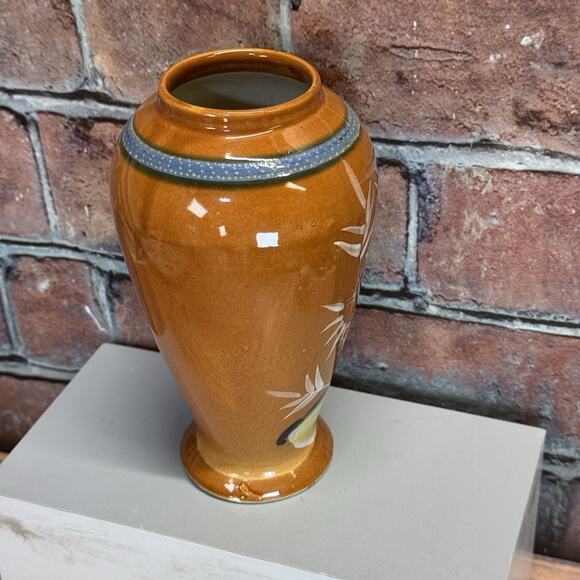 Vintage Japan Style 7'' Vase Hand-painted Bamboo & Boat Scene‎ Asian Decor - Picture 5 of 8